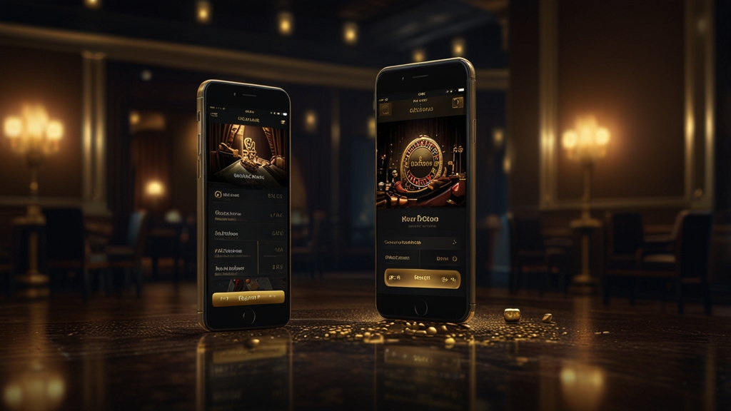Two smartphones showing casino app access on Android and iPhone