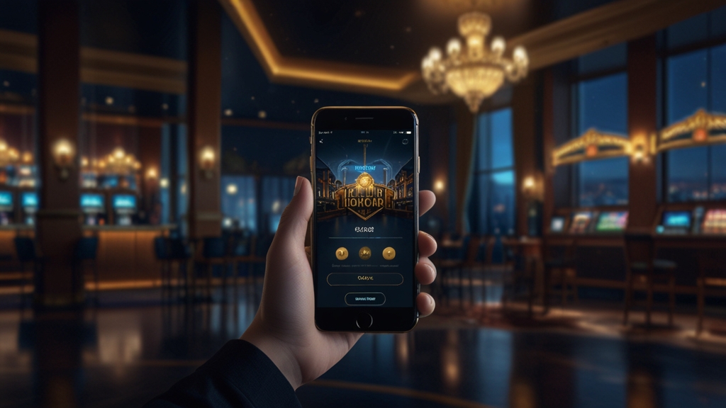 Mobile login screen for a casino account in a dark atmospheric setting