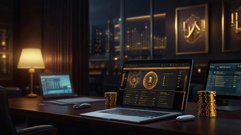 Verification documents beside a glowing casino account profile